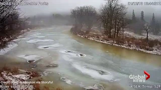 Massive ice jam forms on New York's Ausable river