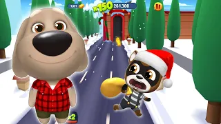 Talking Tom Gold Run Talking Ben Fights The Raccoon Boss in Christmas Town - iPad Game