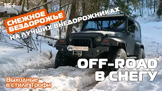 ЗИМНЕЕ #бездорожье на КРУТЫХ #внедорожниках. Нива, Wrangler, УАЗ и Pajero застряли в снегах и болоте