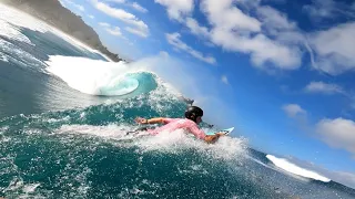 RAW POV GETTING DESTROYED BY A HUGE SECOND REEF SET AT PIPELINE