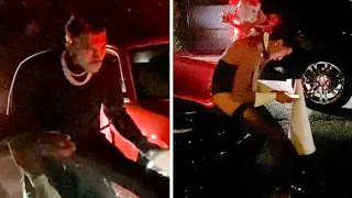 Intoxicated Man Sits On The Hood Of Chris Brown's Car And Instantly Regrets It!