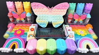 Butterfly Rainbow Slime Mixing Random Cute, shiny things into slime #ASMR #Satisfying #slimevideos