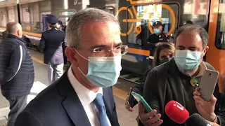 Messina: consegna treni Pop, dichiarazioni di Marco Falcone