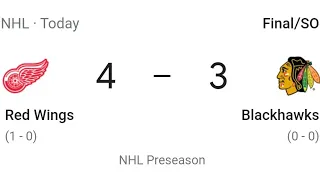 The redwings beat the Blackhawks in a thrilling first preseason game.