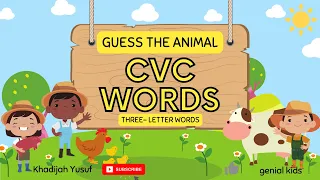 CVC Words Animal GAME  |  Three letter words animal game | Guess the animal and learn to read