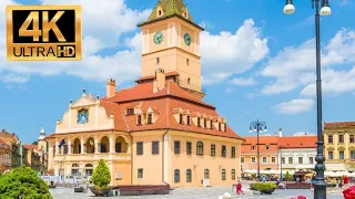 Brasov, Romania, Old Town Walking Tour, 4K Video