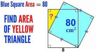 Can you find area of the Yellow shaded triangle? | (Square and rectangle) | #math #maths