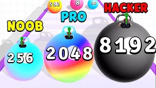 MAX LEVEL 'Yoga Ball Run 2048' NOOB vs PRO vs HACKER | Reach 8192