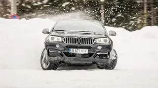 BMW X6 M50d | EXTREME fun in the snow | towing a SKIER in the mountains