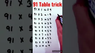 #91 Table trick,#91Table ki short trick, #short trick of 91 table, #91 table short trick#92 table