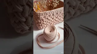 Корзинка гачком з трикотажної пряжі, МК crochet basket tutorial