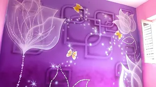 3d wall spray painting design |  wall painting flowers design 3d