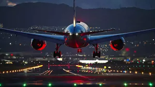 The airplane landing in slow motion αt nigh, 8K60P (Nikon Z 8 + NIKKOR Z 400mm f/2.8 TC VR S)