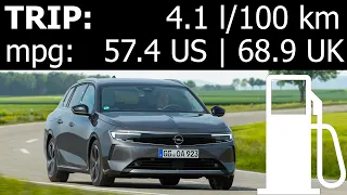 Opel Astra Sports Tourer 1.5 l diesel: trip with fuel consumption (economy) including city, highway