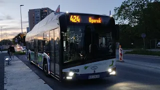 (Kraków поездка на Электробусе Solaris Urbino IV 12 electric бортовой DE617 маршрут 424