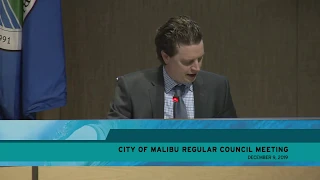 Malibu City Council Meeting December 9, 2019