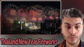 [ENG SUB] New Year's 2024: Bangkok, Thailand rings in New Year with riverside fireworks REACTION