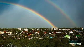 ДВОЙНАЯ РАДУГА - РЕДКОЕ ЯВЛЕНИЕ. Внимание: между ними тёмная полоса!