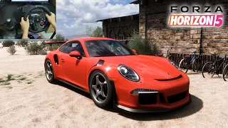 Porsche 911 GT3 RS (2016) - Forza Horizon 5 Gameplay (steering wheel)