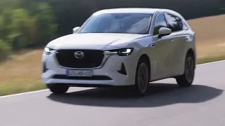 All-new 2022 Mazda CX-60 in Rhodium White Driving in Germany