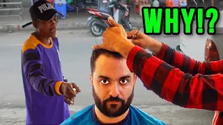 $2 Haircut From Street Barber in Phnom Penh, Cambodia