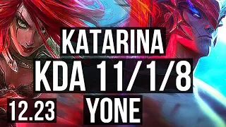 KATARINA vs YONE (MID) | 11/1/8, 2.5M mastery, 1000+ games, Legendary | KR Master | 12.23