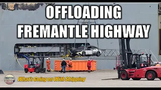 Offloading Fremantle Highway in Eemshaven and Some Cars Are Still Burning a Month Later