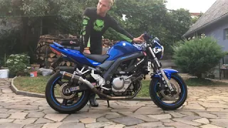 Suzuki SV 650 N 2009 - factory exhaust vs. Akrapovic replica