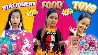EXTREME FOOD 🍛 vs STATIONERY 🖊️ vs TOYS 🧸 CHALLENGE!| Family Fun Challenge | Cute Sisters Challenges