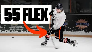 Using a JUNIOR hockey stick * 55 FLEX STICK *