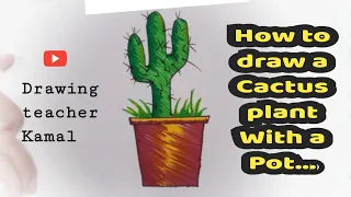 How to draw a cactus plant with a pot //  Cactus plant drawing //  @drawingteacherkamal