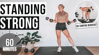 1 Hour Standing Strength Training Workout with Weights | NO JUMPING!