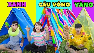 Thử Thách Cắm Trại Theo Màu Cầu Vồng , Màu Xanh Và Màu Vàng  - Lều Của Ai Đẹp Nhất Hà Sam