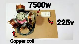 I turn free magnet Copper Coil 225v 7500w💡 electricity