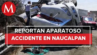 Tráiler vuelca en la carretera Naucalpan Toluca