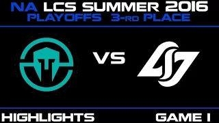 IMT vs CLG Game 1 highlights NA LCS Summer Playoffs Third place 2016 Immortals vs Counter Logic Gami