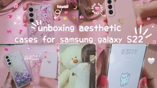 🎀 unboxing + rating cute cases for samsung galaxy S22💫 || aesthetic & kawaii cases haul✨️