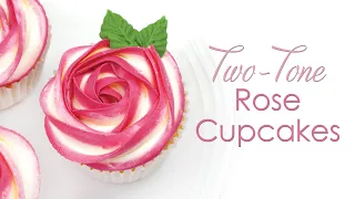 Two-Tone Buttercream Rosette Cupcakes - Piping Techniques - Buttercream Flower Cupcakes