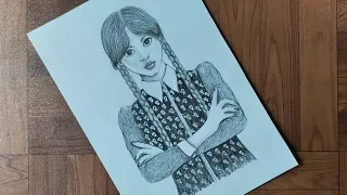 How to draw Wednesday Addams/drawing tutorial (step by step)/ pencil sketch