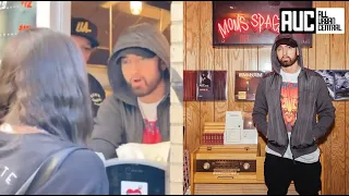 Eminem Serves Food To Fans At His Moms Spaghetti Restaurant Grand Opening
