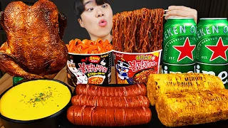 ASMR MUKBANG | FIRE Noodle & FRIED CHICKEN & SAUSAGE | EATING SOUND! | GONGSAM 이공삼