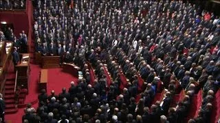 French lawmakers sing the national anthem