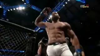 Yoel Romero does a round off and backflip