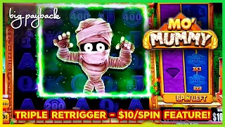 $10/Spin → TRIPLE RETRIGGER on Mo' Mummy Slots - ALL BONUS FEATURES!