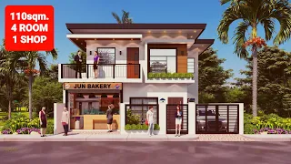 HOUSE DESIGN IDEA | 4 BEDROOM & 1 COMMERCIAL SPACE | 110sqm. | By: junliray creations