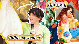I turned an old sweater into a halloween MASTERPIECE ✨🎃 giveaway, thrift with me & DIY thrift flip!