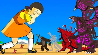 Godzilla Vs Shin Godzilla Fusion, Kong And Carnage Vs Squid Game Doll | 어몽어스 오징어 게임