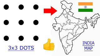 Turn 3x3 dots into India Map Outline drawing easy - How to draw India map drawing easy for kids