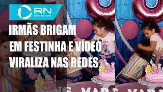 Vídeo de festinha infantil com briga de irmãs viraliza na redes sociais