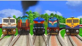Trains Crossing on Bumpy Railroad Tracks | Railroad Crossing Indian Railways Train Simulation 2022